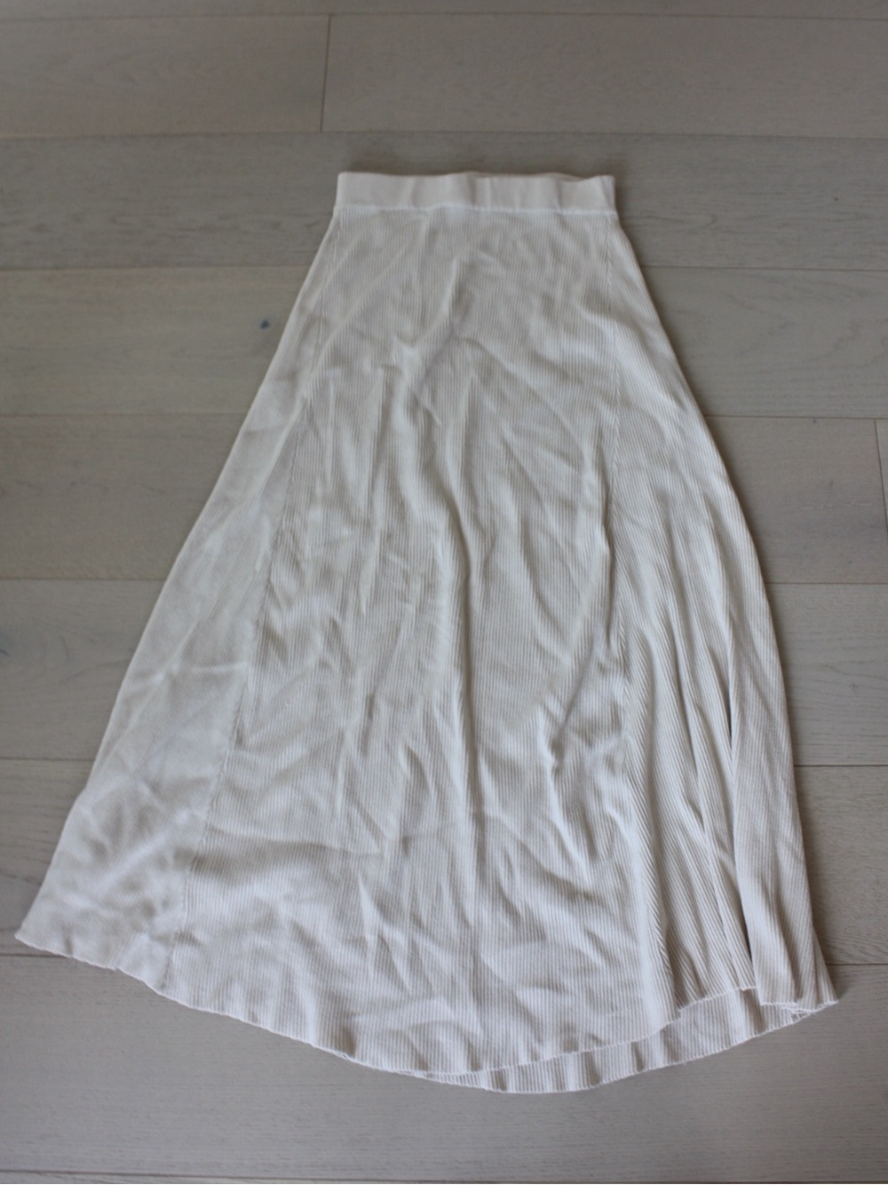 Women’s Cream Ribbed Maxi Skirt with Elastic Waist